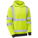 Leo Workwear Goodleigh Yellow EcoViz Hi Vis Hooded Sweatshirt