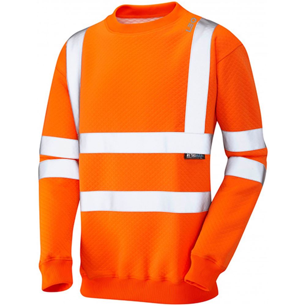Leo Workwear Winkleigh Orange EcoViz Polycotton Hi Vis Sweatshirt