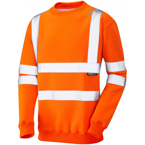 Leo Workwear Winkleigh Orange EcoViz Polycotton Hi Vis Sweatshirt