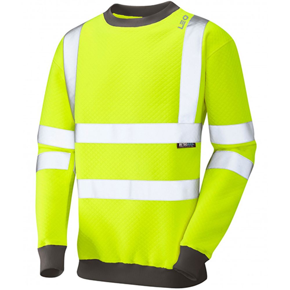 Leo Workwear Winkleigh Yellow Ecoviz Polycotton Hi Vis Sweatshirt