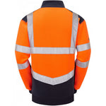 Leo Workwear Tapeley Orange/Navy EcoViz Polycotton 1/4 Zip Hi Vis Sweatshirt