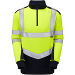 Leo Workwear Tapeley Yellow/Navy EcoViz Polycotton 1/4 Zip Hi Vis Sweatshirt
