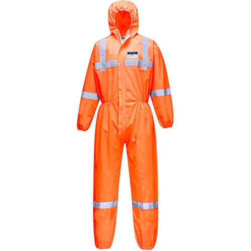 MultiSAVE Pk50 - Portwest ST36 Orange Biztex SMS Type 5/6 Hi-Vis Reflective Disposable Coverall 55g (Pack 50)