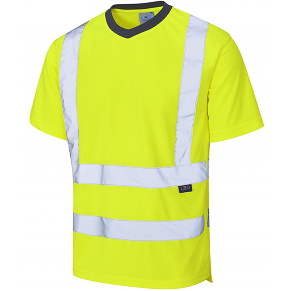 Leo Workwear Braunton Yellow Coolviz EcoViz Hi Vis T-Shirt