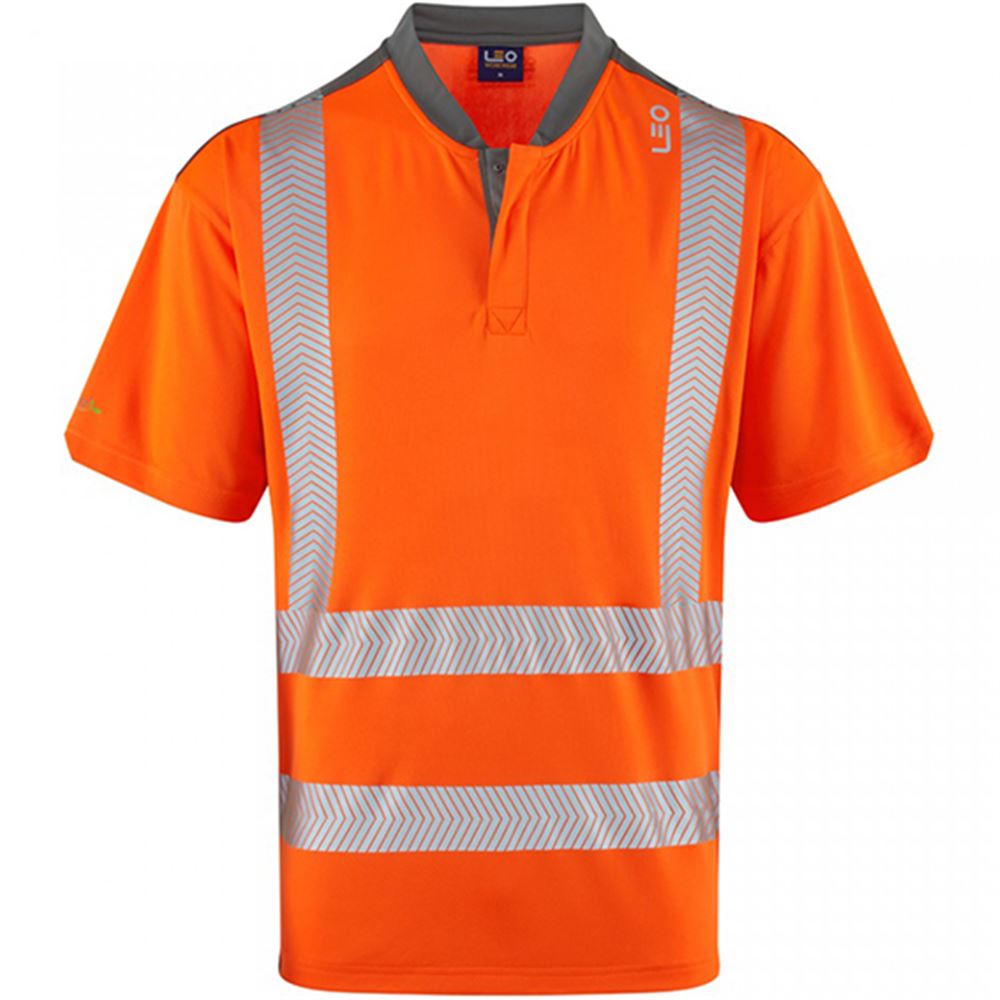 Leo Workwear Putsborough Orange EcoViz Coolmax Performance Hi Vis T-Shirt