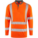 Leo Workwear Watermouth Orange EcoViz Coolmax Performance Long Sleeve Hi Vis T-Shirt