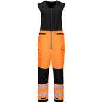 Portwest T150 PW3 Orange Waterproof Breathable Hi Vis Rain Salopettes (3L)