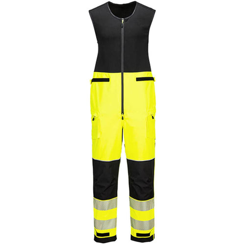 Portwest T150 PW3 Yellow Waterproof Breathable Hi Vis Rain Salopettes (3L)