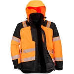 Portwest T160 PW3 Orange Waterproof Padded Hi Vis Winter Jacket