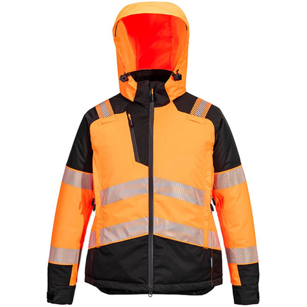 Portwest T162 PW3 Orange Women's Class 1 Padded Waterproof Hi Vis Winter Jacket