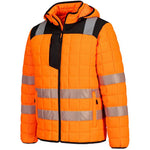 Portwest T165 PW3 Orange Padded Lined Hi Vis Baffle Jacket