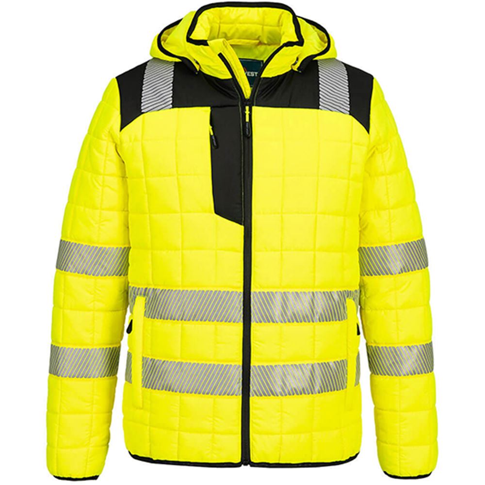 Portwest T165 PW3 Yellow Padded Lined Hi Vis Baffle Jacket