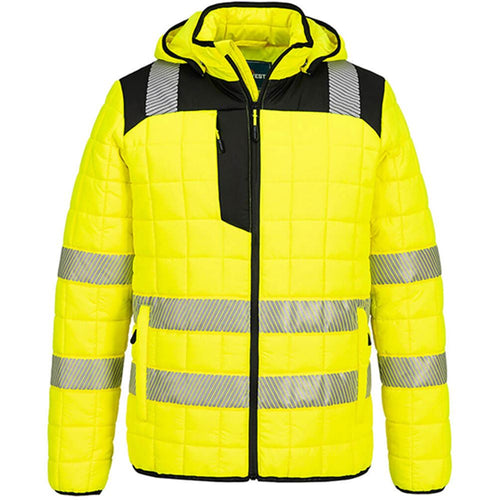 Portwest T165 PW3 Yellow Padded Lined Hi Vis Baffle Jacket