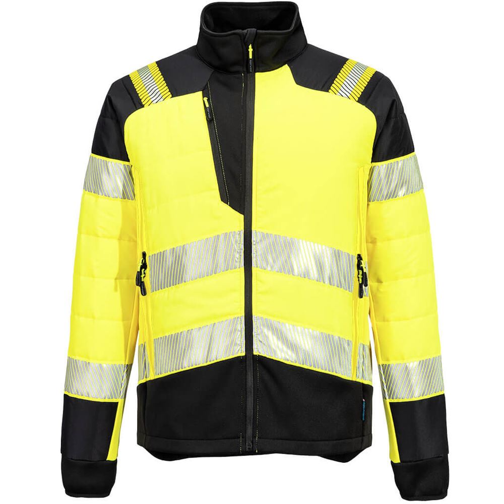 Portwest T170 PW3 Yellow Hybrid Padded Lined Hi Vis Baffle Jacket