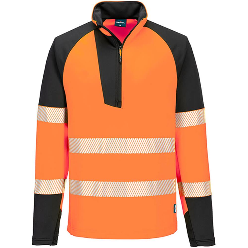 Portwest T172 PW3 Orange 1/4 Zip Hi Vis Sweatshirt