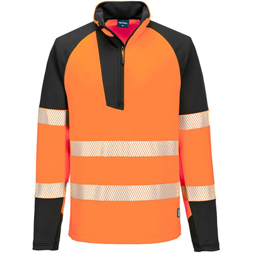Portwest T172 PW3 Orange 1/4 Zip Hi Vis Sweatshirt