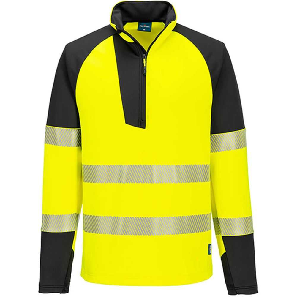 Portwest T172 PW3 Yellow 1/4 Zip Hi Vis Sweatshirt