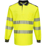 Portwest T184 Yellow/Black PW3 Long Sleeve Hi Vis Polo Shirt