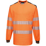 Portwest T185 Orange/Black PW3 Long Sleeve Hi Vis T Shirt