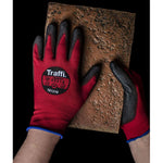 TraffiGlove TG1210 X-Dura Metric Cut A PU Palm Coated Red Gloves - 13g