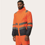 Regatta TRA218 Pro Orange/Navy Two Tone Waterproof Padded Hi Vis Bomber Jacket