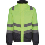 Regatta TRA218 Pro Yellow/Navy Two Tone Waterproof Padded Hi Vis Bomber Jacket