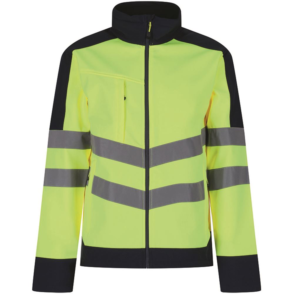 Regatta TRA625 Pro Yellow/Navy Two Tone Hi Vis Softshell Jacket (3L)