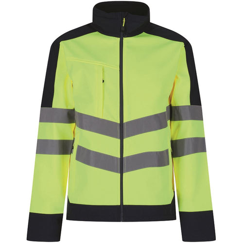 Regatta TRA625 Pro Yellow/Navy Two Tone Hi Vis Softshell Jacket (3L)