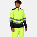 Regatta TRF670 Pro Yellow/Navy Two Tone Hi Vis 1/4 Zip Sweat Top