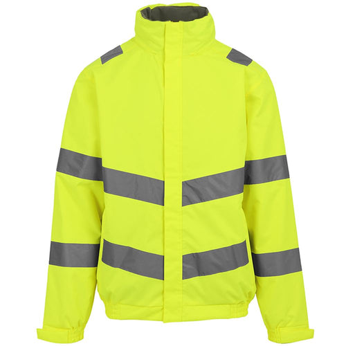 Regatta TRW457 Pro Contract Dover Yellow Waterproof Padded Fleece Lined Hi Vis Jacket