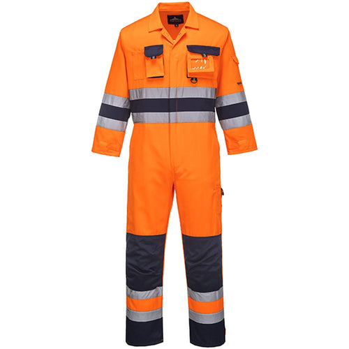Portwest TX55 Orange/Navy Nantes Polycotton Hi Vis Overalls