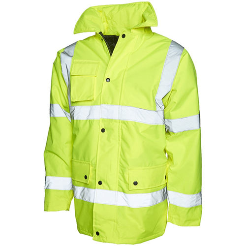 Uneek UC803 Yellow Padded Waterproof Hi Vis Jacket
