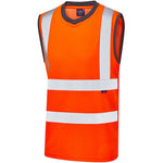 Leo Workwear Ashford Orange Comfort EcoViz Sleeveless Hi Vis T-Shirt