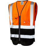 Leo Workwear Lynton W11 Two Tone EcoViz Zipped Hi Vis Superior Waistcoat