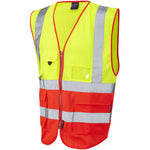 Leo Workwear Lynton W11 Two Tone EcoViz Zipped Hi Vis Superior Waistcoat