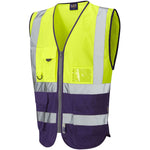 Leo Workwear Lynton W11 Two Tone EcoViz Zipped Hi Vis Superior Waistcoat