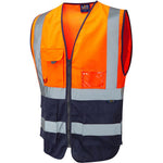Leo Workwear Lynton W11 Two Tone EcoViz Zipped Hi Vis Superior Waistcoat