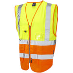 Leo Workwear Lynton W11 Two Tone EcoViz Zipped Hi Vis Superior Waistcoat