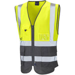 Leo Workwear Lynton W11 Two Tone EcoViz Zipped Hi Vis Superior Waistcoat