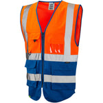 Leo Workwear Lynton W11 Two Tone EcoViz Zipped Hi Vis Superior Waistcoat