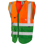 Leo Workwear Lynton W11 Two Tone EcoViz Zipped Hi Vis Superior Waistcoat