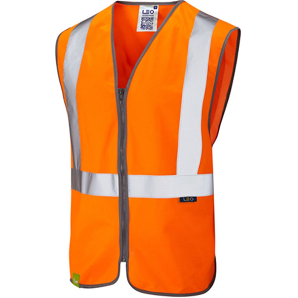 Leo Workwear Eggesford Orange EcoViz RIS Quick Release Hi Vis Vest