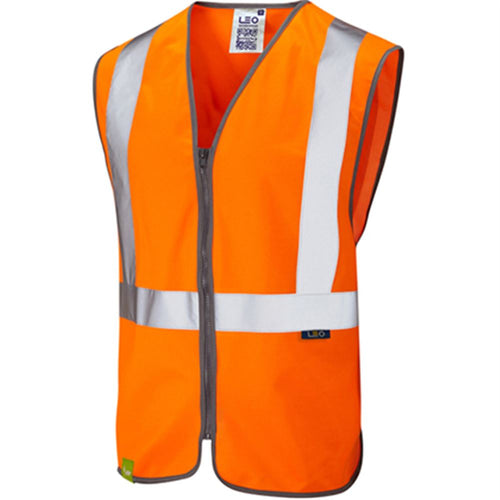Leo Workwear Eggesford Orange EcoViz RIS Quick Release Hi Vis Vest
