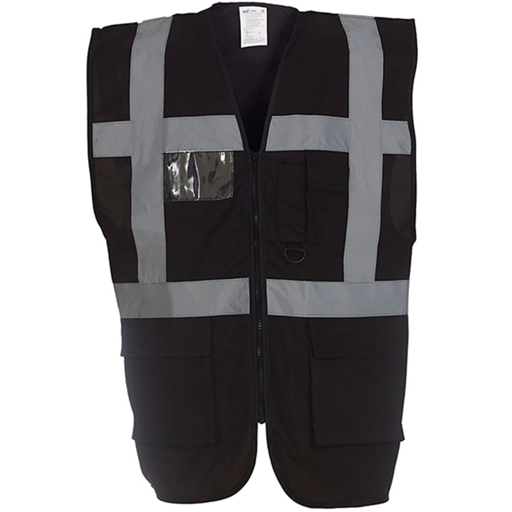 Yoko HVW801 Black Zipped Hi Vis Executive Vest