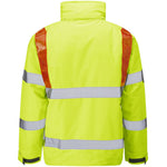 Leo Workwear Portmore Yellow EcoViz 4K Waterproof Baffle Lined Orange Brace Superior Hi Vis Bomber Jacket