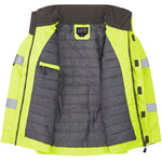 Leo Workwear Portmore Yellow EcoViz 4K Waterproof Baffle Lined Orange Brace Superior Hi Vis Bomber Jacket