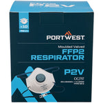Portwest P211 Strap & Clip FFP2 Valved Dolomite Moulded Disposable Masks (Pack 10)
