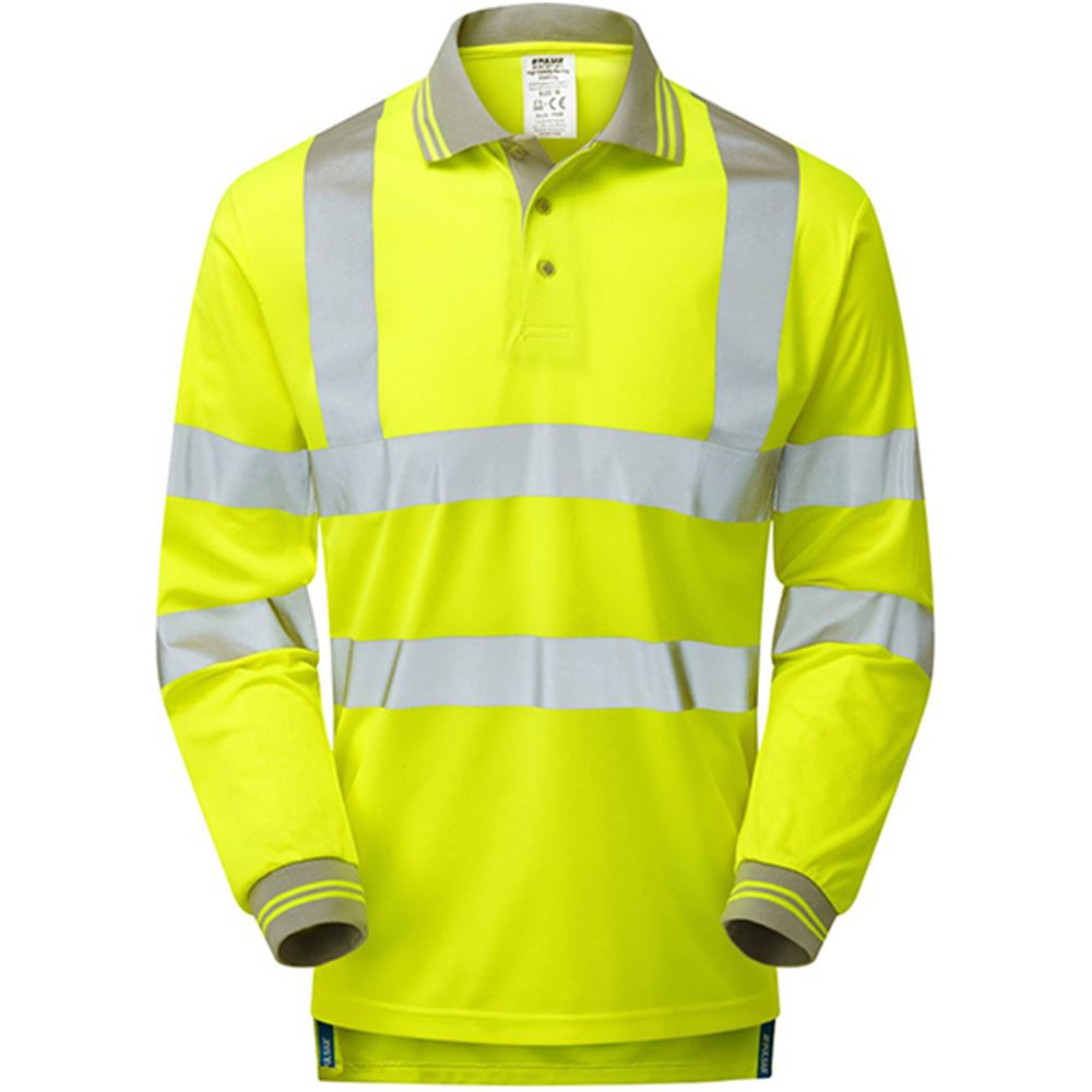 Pulsar P458-R Yellow GRS Recycled Hi Vis Long Sleeve Polo Shirt