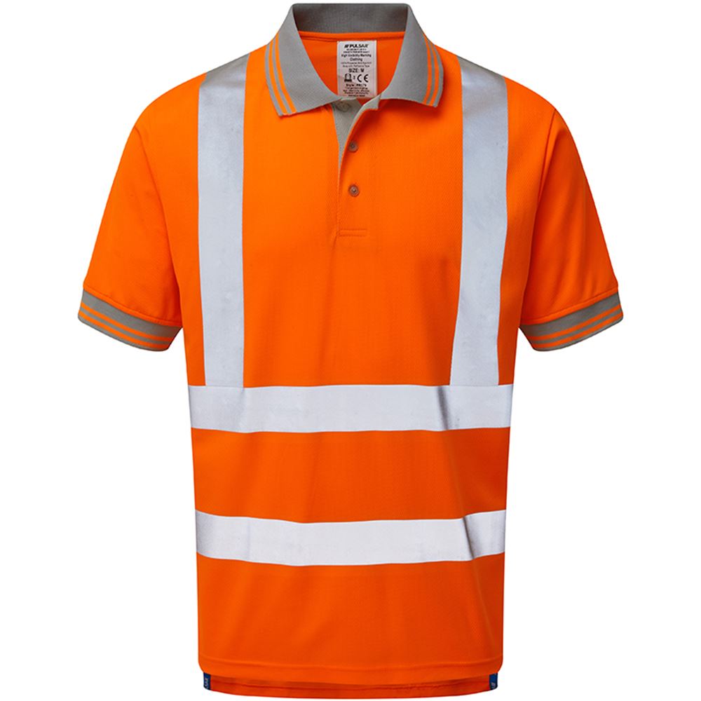 Pulsar PR176-R Rail Orange GRS Recycled Hi Vis Polo Shirt