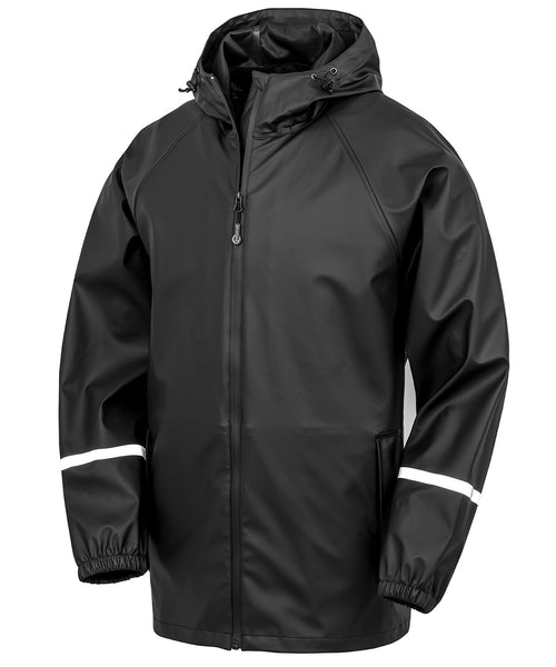 R915X Prism Pu Waterproof Jacket With Reflective Bands And Recycled Backing